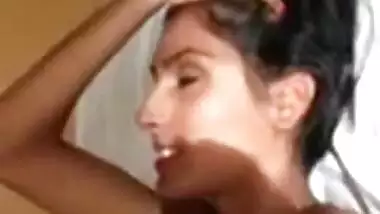 Cute girl taking cumshot on body