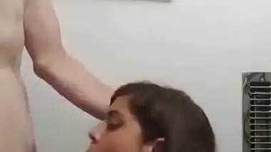 Chubby girl sucks a white dick in NRI porn