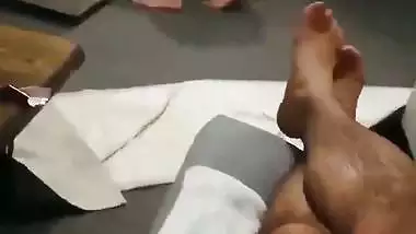 Cuckold sees his desi nude wife getting fucked by a servant