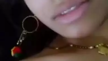 Naked wife making a selfie video