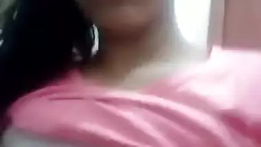 Cute Desi college girl boob show on selfie cam