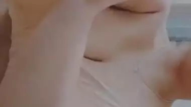 Sexy big boob girl playing with her melons