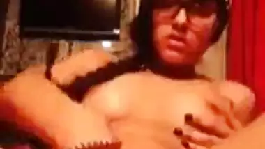 Desi geek girl fingering with three fingers
