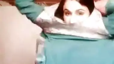 Beautiful village wife showing her cute boobs