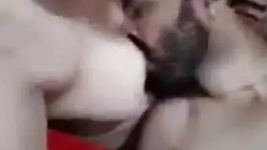 College guy sucking huge tits of desi aunty