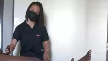 Indian teen massaging grandpa dick in spa