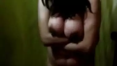 Desi wife after bath in bathroom