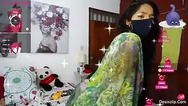 Cousin only in saree teasing her brother